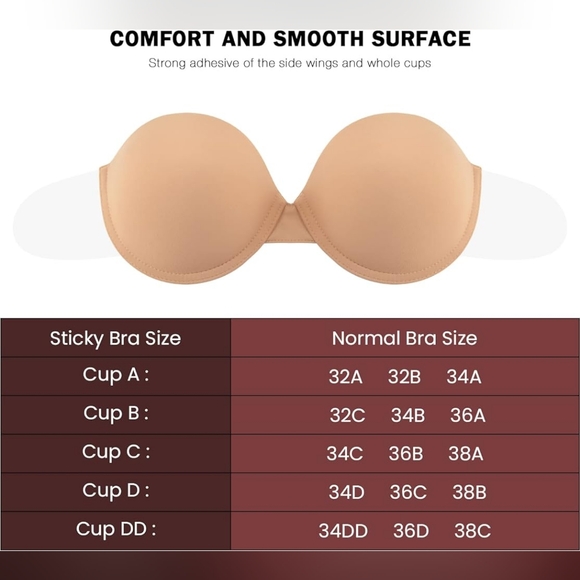 Backless, Strapless, Underwire Self-adhesive Push-up Bra - Picture 3 of 6